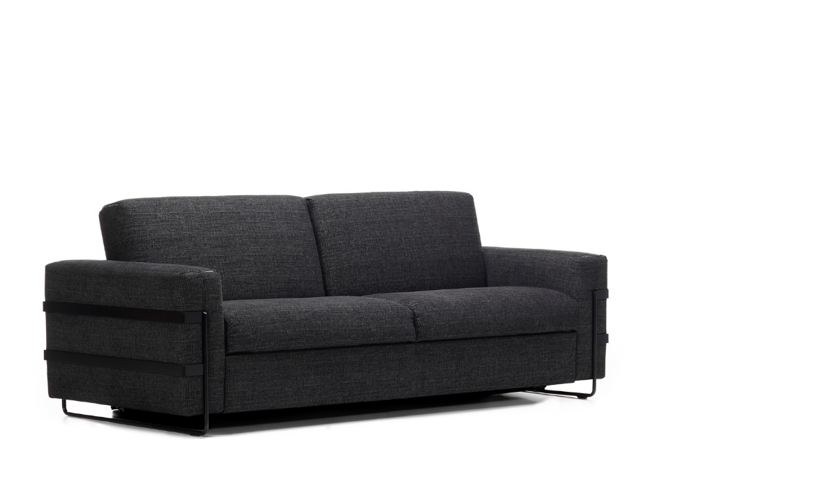 DORADO_Perspektive_Stoff_Anthracite Graues Schlafsofa mit schwarzen Metallfüssen